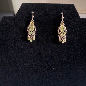 Vintage Green Jeweled Earrings